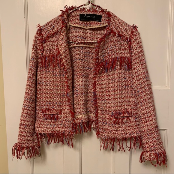 Zara Jackets & Blazers - 🔥Zara Red and Blue Tweed Jacket